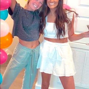 Mink pink white eyelet two piece set